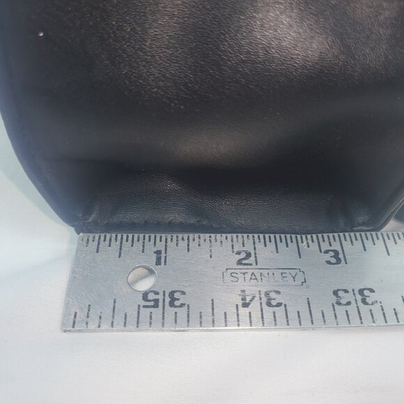 Black Vegan Leather Shoulder bag Crossbody with Gold Chain Accents - Picture 8 of 9